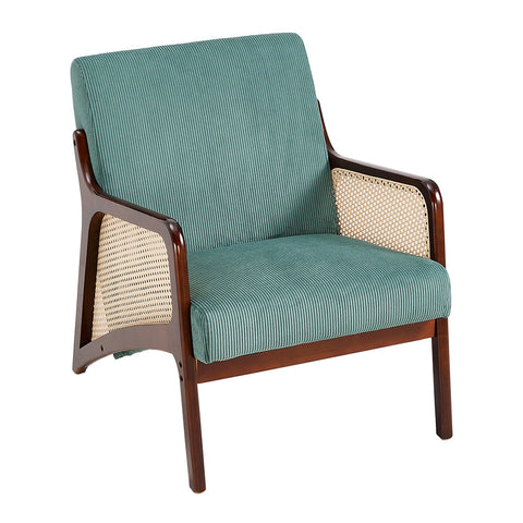 Corduroy Armchair with Rattan Armrest, ZH1585