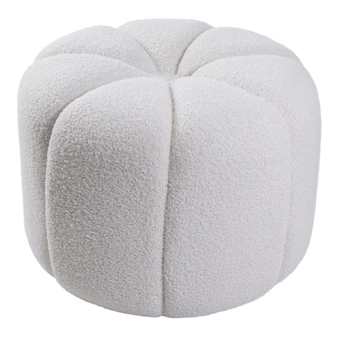 Livingandhome Round Shape Teddy Fabric Footstool, ZH1372