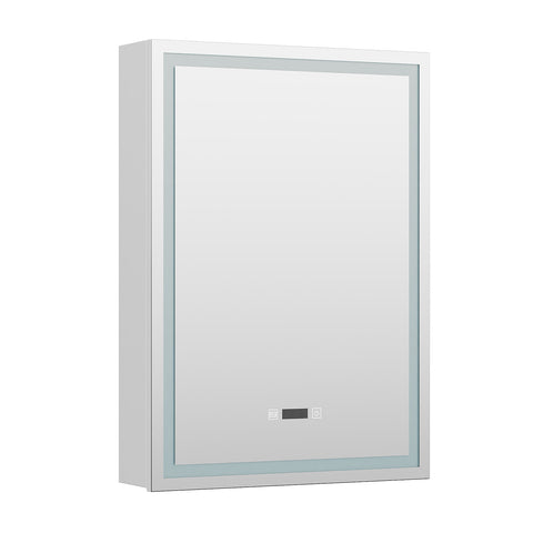Single-Door Bathroom Mirror Cabinet with LED Lighting, FW240015 (Ver.2)