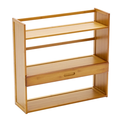 3-Tier Bamboo Desktop Bookshelf with Drawer, FL250033