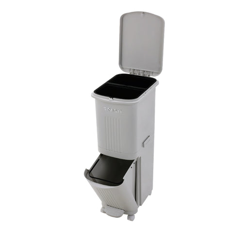 30L 2-Tier Dry Wet Separation Trash Bin with Dividers, WM0684