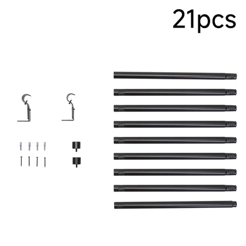 Glossy Black Metal Telescopic Curtain Rod with Brackets, MD390013