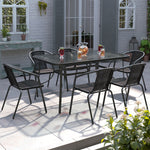Tempered Glass Outdoor Coffee Table and Rattan Chairs Set, LG0540LG0791LG0792