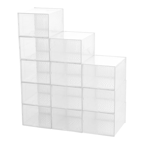 Livingandhome 12 Pack Clear Plastic Shoe Storage Boxes, SW0564