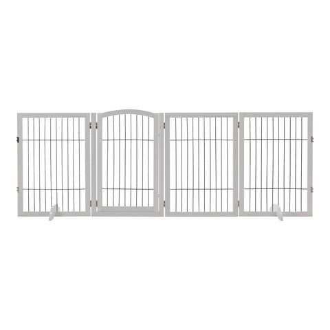 Livingandhome Freestanding Wooden Pet Playpen 4-Panel White, FI0563