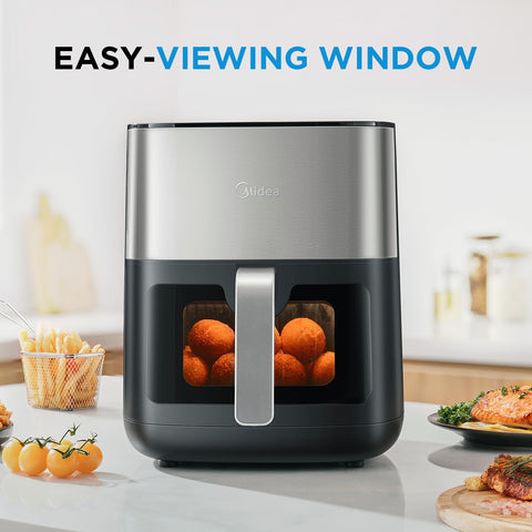 Mdiea 6.5L Air Fryer with Upper and Lower Double Tube Heating LED Display, AJ0806