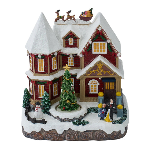 Christmas Xmas House Music Box Ornaments with Lights, IF540157