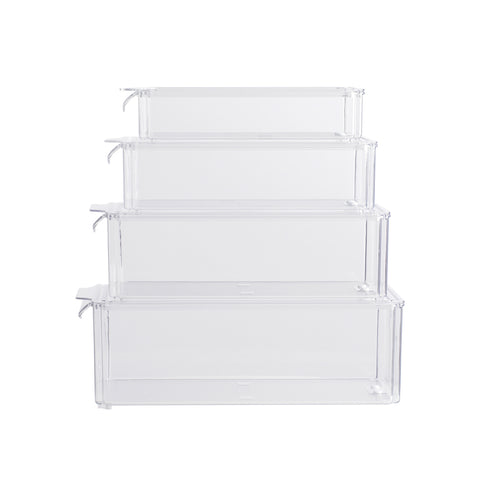 Set of 4 Nesting Refrigerator Organiser Transparent Food Storage Containers, CT0316