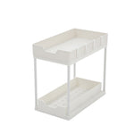 Livingandhome Double Layer Pull-out Storage Rack with 4 Mobile Hooks, WM0085