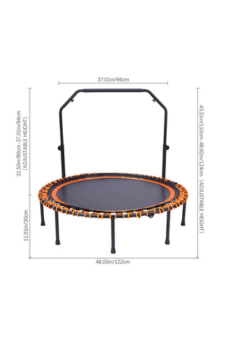 48in Bungee Cords Foldable Round Trampoline with Adjustable U-Handle Bar, DM0900