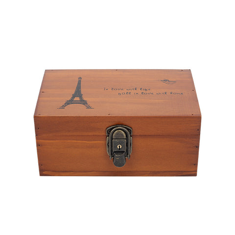 Livingandhome Retro Wooden Lockable Storage Box, SC0799