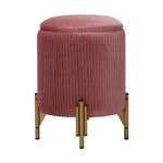 Modern Pleated Storage Ottoman with Metal Base, FL050135