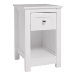Weißer Beistelltisch aus MDF mit Schublade und offenem Fach, 28 x 30 x 45 cm – kompakt vielseitig für Wohnzimmer und Schlafzimmer [Beistelltisch Weiß MDF 28 x 30 x 45 cm mit Schublade und offenem Fach], FB090002(DE)