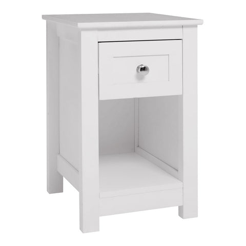 Weißer Beistelltisch aus MDF mit Schublade und offenem Fach, 28 x 30 x 45 cm – kompakt vielseitig für Wohnzimmer und Schlafzimmer [Beistelltisch Weiß MDF 28 x 30 x 45 cm mit Schublade und offenem Fach], FB090002(DE)