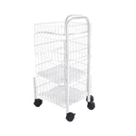 Livingandhome White Iron Wire Multi-Layer Rotating Trolley Rack for Kitchen, WM0416