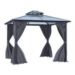 10 x 10FT Metal Frame Hardtop Patio Gazebo with Curtains, LG1632LG1633LG1634 (Ver.2)