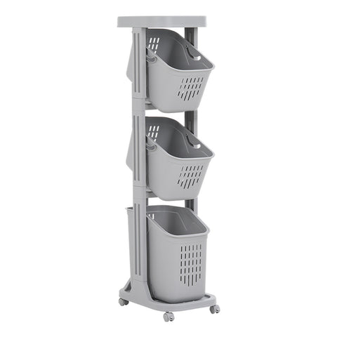Livingandhome 4-Tier Storage Rack Laundry Basket with Wheels, WM0229