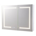 Dimmable LED Double-door Demister Mirror Cabinet Wall-Mount Bathroom Storage with Socket, DM0925