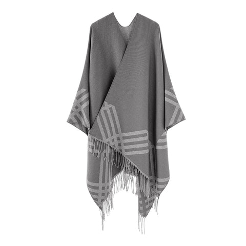 Oversized Open Front Shawl Wrap with Tassel, CA290101