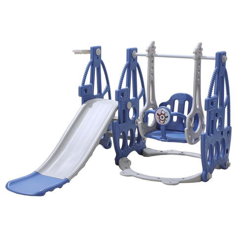 3 in 1 Toddler Slide and Swing Playset with Basketball Hoop, FI0784