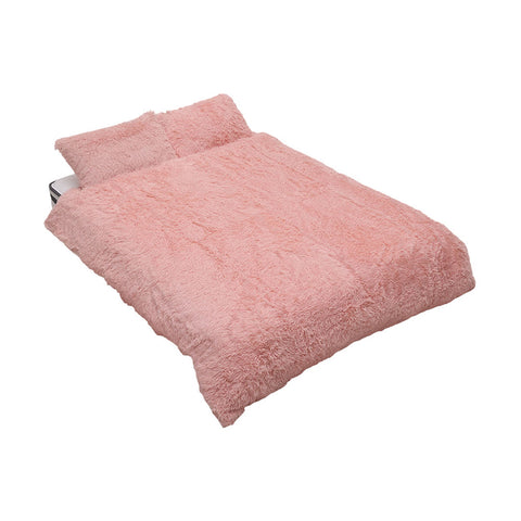 3Pcs Single Side Faux Mink Fleece Bedding Duvet Cover with 2 Pillowcases, HT390353
