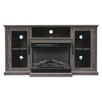 Livingandhome 3-Sided Electric Fireplace TV Stand with Glass Door Closed Storage, PM1348PM1349