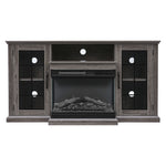 Livingandhome 3-Sided Electric Fireplace TV Stand with Glass Door Closed Storage, PM1348PM1347