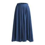 High Waist A-line Midi Skirt with Elastic Waistband and Pockets, CC060903 (Ver.2)