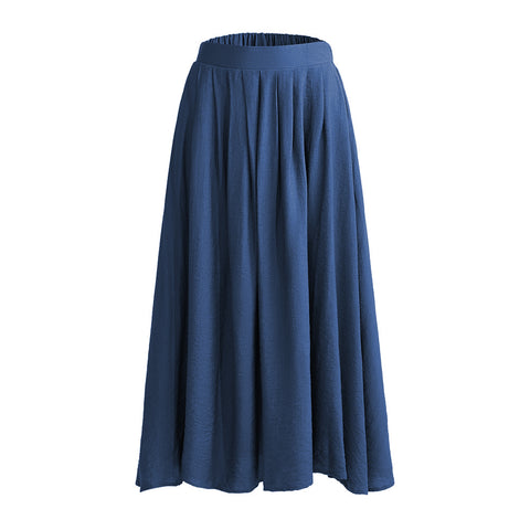 High Waist A-line Midi Skirt with Elastic Waistband and Pockets, CC060906 (Ver.2)