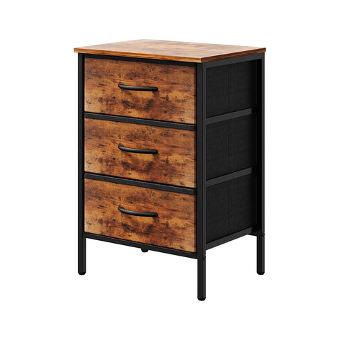 Nightstand Bedside Table with 3 Fabric Storage Drawers, FB490066