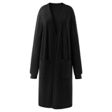 Long Ribbed Knit Open-Front Cardigan, CC061807