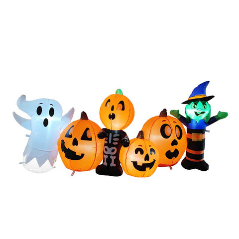 8ft Halloween Inflatable Pumpkin Outdoor Decorations with Witch & Ghost, IF540029