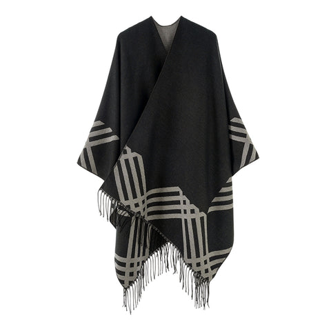 Oversized Open Front Shawl Wrap with Tassel, CA290100