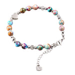 Stainless Steel Stone Beaded Adjustable Heart Bracelet, CA290011