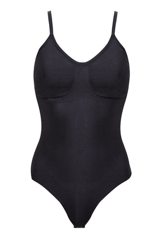 XXL-size Black Tummy Control Seamless Racerback Sculpting Shapewear Bodysuit Top, WO0262