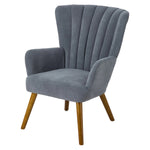 Velvet Upholstered Accent Chair Armchair with Wood Legs, FL050148