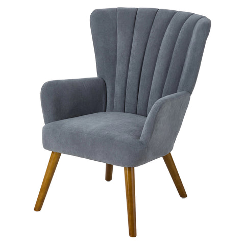 Velvet Upholstered Accent Chair Armchair with Wood Legs, FL050148