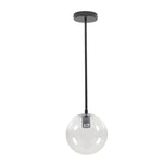 Livingandhome Matte Black 1-Light Pendant with Clear Glass Lampshade, LG1171