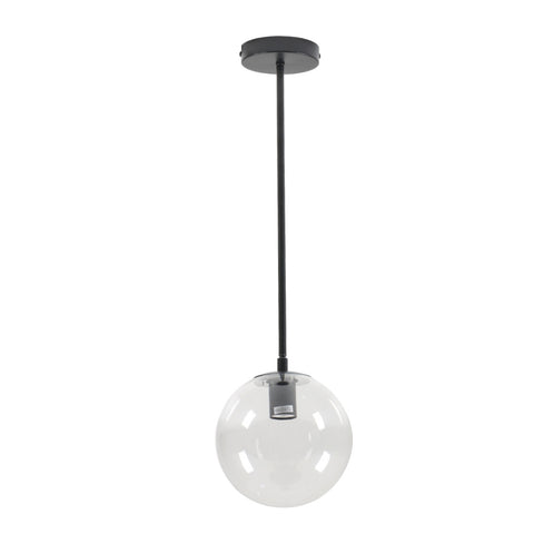Livingandhome Matte Black 1-Light Pendant with Clear Glass Lampshade, LG1171