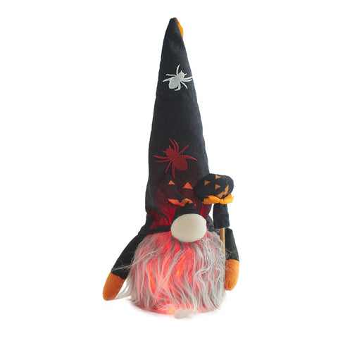 Livingandhome Black Halloween LED Plush Gnome with Cane, SW0628