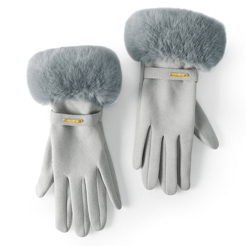 Touchscreen Full Finger Thickened Gloves with Faux Fur Cuffs, CA290124 (Ver.2)