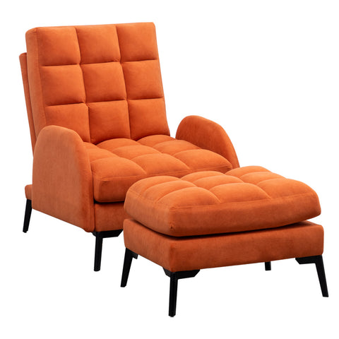 Livingandhome Leisure Recliner with Footstool Metal Legs, JM1520