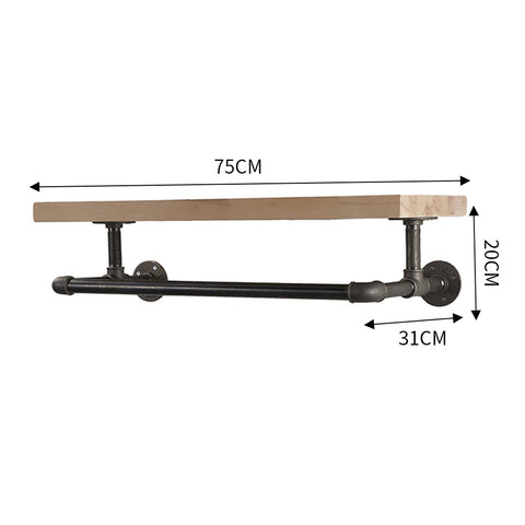 Wall Mounted Storage Shelf with Metal Pipe Towel Rack, SP2569
