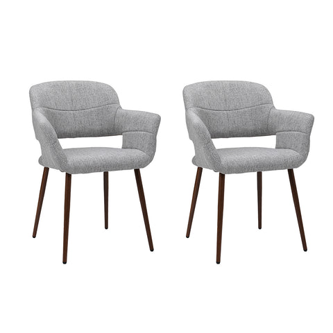 Set of 2 Linen Dinning Chairs with Metal Legs, ZH1463