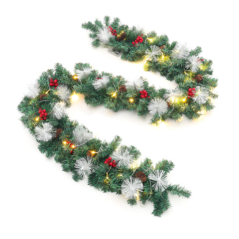Livingandhome Christmas Garland Pre-lit Artificial Snowflake Decor for Home, PM1114