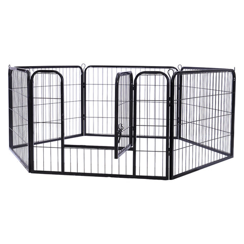6 Panels Foldable Black Metal Pet Playpen, MC0012