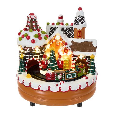Christmas Castle Music Box Ornament with Warm Lights, IF540159 (Ver.2)
