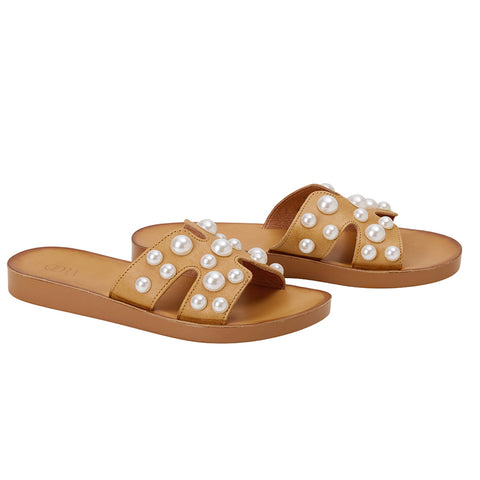 Pearl Embellished Slide Sandals, CS300198 (Ver.2)