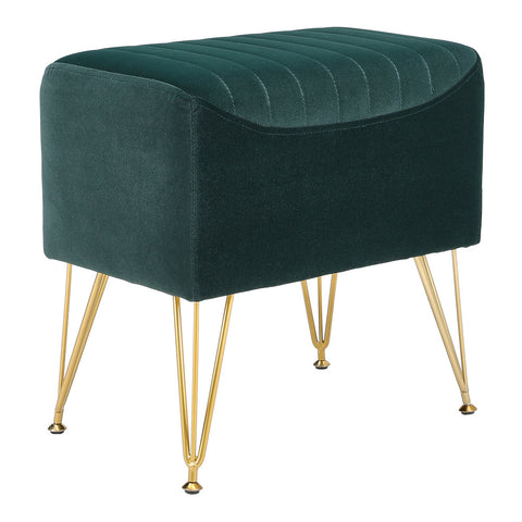 Livingandhome Soft Channel Velvet Stool with Gold Legs, ZH1341