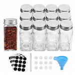 12Pcs Glass Spice Jars with Metal Lids, CT0358